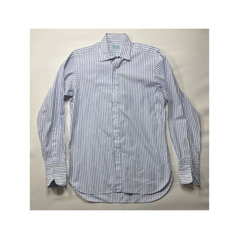Hilditch & Key Men's French Cuff White Striped Button Dress Shirt 15-1/2‎ 39cm*